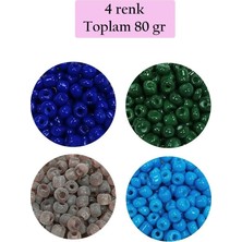 Aesco Dökme Cam Kum Boncuk Büyük Boy (6/0) 4 mm - 4 Renk - Toplam 80 Gram - BNC415