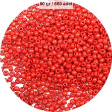 Aesco Koyu Turuncu Renk 4 mm Yaklaşık 660 Adet / 60 Gram Cam Boncuk Oya Yazma Bileklik ve Kolye