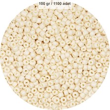 Aesco Beyaz Renk 4 mm Yaklaşık 1100 Adet / 100 Gram Cam Boncuk Oya Yazma Bileklik ve Kolye