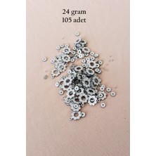 Aesco Oya Abiye Bileklik Kolye Pleksi Metalik Plastik Pul Gümüş Renk 24 Gram 105 Adet - BNC561