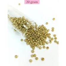 Aesco Dökme Cam Kum Boncuk Büyük Boy (6/0) 4 mm - 20 Gram - Altın - BNC093