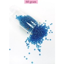 Aesco Dökme Cam Kum Boncuk (11/0) 2 mm - 60 Gram -  Şeffaf Mavi - BNC042