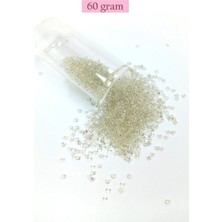 Aesco Dökme Cam Kum Boncuk (11/0) 2 mm - 60 Gram -  Şeffaf Beyaz - BNC053