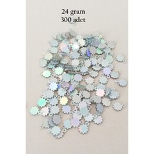 Aesco Oya Abiye Bileklik Kolye Pleksi Metalik Plastik Pul Gümüş Renk 24 Gram 300 Adet - BNC578