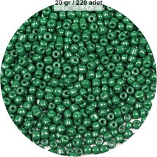 Aesco Koyu Yeşil Renk 4 mm Yaklaşık 220 Adet/20 Gram Cam Boncuk Oya Yazma Bileklik ve Kolye