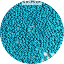 Aesco Turquaz Mavi Renk 4 mm Yaklaşık 660 Adet / 60 Gram Cam Boncuk Oya Yazma Bileklik ve Kolye