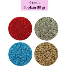 Aesco Dökme Cam Kum Boncuk (11/0) 2 mm - 4 Renk - Toplam 80 Gram -  BNC404