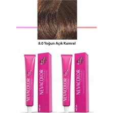 Aesco 2 Li Set Premium 8.0 Yoğun Açık Kumral - Kalıcı Krem Saç Boyası 2 x 50 G Tüp