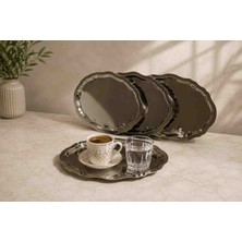 Sunvera Çelik 6'lı Mini Oval Dalgalı Gümüş Paslanmaz Çelik Sunum Tepsisi 16X22 cm – Aynalı Çay Kahve Servis Tepsisi – Lokum Çikolata Ikram Tepsisi – Dekoratif Servis Tepsisi