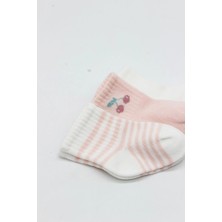 Aesco Mey Ithalat® Cherry Girl 3'lü Penye Soket Çorap 10138 Ekru