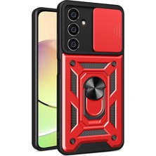Aesco Mey Ithalat®  Samsung Galaxy A35 5g Kılıf Pars Lens Yüzüklü Silikon - Kırmızı
