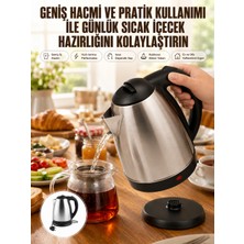 E-Woman Kettle Su Isıtıcı C F Priz Uyumlu 220 - 240 V Paslanmaz Çelik Kablolu - Lisinya