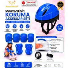 Aesco Mey Ithalat® Bisiklet Kaykay Paten Çocuk Kaskı ve Dizlik Set Mavi/mavi