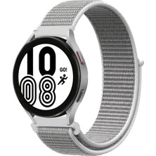 Aesco Mey Ithalat®  Samsung Galaxy Watch 4 Hasırlı Cırtcırtlı Kordon - Beyaz