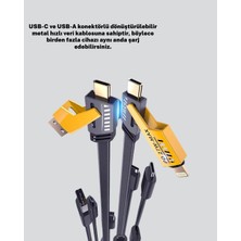 Aesco Mey Ithalat® Örgülü Tasarım 4’ü 1 Arada Usb-C Lightning Hızlı Şarj Kablosu