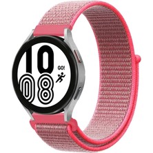 Aesco Mey Ithalat®  Samsung Galaxy Watch 4 Hasırlı Cırtcırtlı Kordon - Pembe