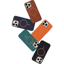 Aesco Mey Ithalat®   iPhone 16 Pro Max Luno Deri Magsafe Kapak - Turuncu