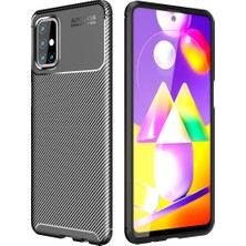 Aesco Mey Ithalat®  Samsung Galaxy M31S Kılıf Auto Focus Karbon Kapak - Siyah