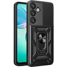 Aesco Mey Ithalat®  Samsung Galaxy S25 Fe Pars Lens Yüzüklü Silikon - Siyah