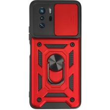Aesco Mey Ithalat®   Poco X3 Gt Kılıf Pars Lens Yüzüklü Silikon - Kırmızı