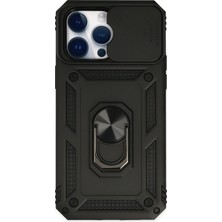 Aesco Mey Ithalat®   iPhone 14 Pro Max Kılıf Pars Lens Yüzüklü Silikon - Siyah