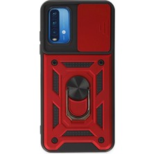 Aesco Mey Ithalat®   Redmi Note 9 4g Kılıf Pars Lens Yüzüklü Silikon - Kırmızı