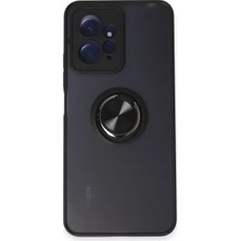 Aesco Mey Ithalat®   Redmi Note 12 4g Kılıf Montreal Yüzüklü Silikon Kapak - Siyah
