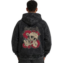 Sevbano Metallica Rock Metal Müzik Grubu Baskılı Unisex Oversize Yıkamalı Premium Hoodie Sweatshirt