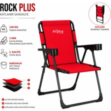 Asyaink Katlanır Piknik ve Kamp Sandalyesi - Bardaklıklı - Rock Plus - Kırmızı - 3736 gr