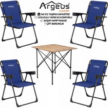 Asyaink 4 Adet Katlanır Kamp Sandalyesi ve Ahşap Masa Seti - Rock Plus - Lacivert - 3736 gr