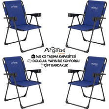 Asyaink 4 Adet Katlanır Kamp Sandalyesi Seti - Rock Plus - Lacivert - 3736 gr