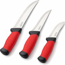 Asyaink Kasap Bıçağı - Lazoğlu Redmaster - 3'lü Bıçak Seti - Kesme Doğrama - Silikon Sap