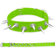 Asyaink Dokuma Çivili Köpek Boyun Tasması - 5*80 cm - Yeşil - 80 x 5 cm