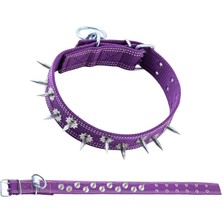 Asyaink Dokuma Çivili Köpek Boyun Tasması - 5*80 cm - Mor