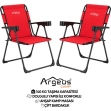 Asyaink 2 Adet Katlanır Kamp Sandalyesi Seti - Rock Plus - Kırmızı - 3736 gr