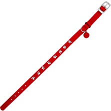 Asyaink Pc-11 Pati Baskılı Kedi-Köpek Tasması 10MM*30CM Kırmızı