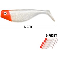 Asyaink Silikon Balık Yem - Dft - 6cm - Kırmızı/beyaz (141-3017) - 5'li Paket - 1,9 gr