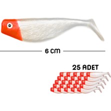 Asyaink Silikon Balık Yem - Dft - 6cm - Kırmızı/beyaz (141-3017) - 25'li Paket - 1,9 gr