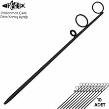 Asyaink Olta Kamış Ayağı - Paslanmaz Çelik - Fishack - Siyah - 10'lu - 50 cm