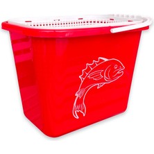 Asyaink Balıkçı Kovası - 15 Lt - Fishack - Süzgeçli - Kırmızı (Kod 179)