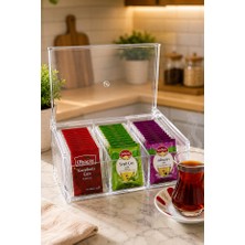 Limeks Home 6 Bölmeli Poşet Çay Saklama Kutusu Desenli Organizer