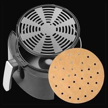 Uravas Store 50 Adet Air Fryer Pişirme Kağıdı Tek Kullanımlık Gıda Pişirme Kağıdı Delikli Yuvarlak Model