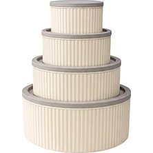 Nacario 4 Lü Yuvarlak Saklama Kabı Seti Çizgili Desenli Bpa Içermez 3 Lt 1.8 Lt 1 Lt 0,55 Lt Buzdolabı Düzenleyici Mikrodalga ve Derin Dondurucu Uyumlu Bpa Içermez Sağlıklı Erzak Kabı (Krem Yuvarlak 4 Lü Set)
