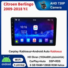 Conio Citroen Berlingo 2009-2018 Yıl uyumlu 6GB Ram 128GB Rom Hafıza Android Kablosuz Carplay Navigasyon Multimedya 9 Inç Ekran Hediye görüş kamerası Hediye Çerçevesi