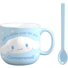 Nacario Mınıso Sanrio Lisanslı Kabartmalı Seramik Kaşıklı Kupa (450ML)(CINNAMOROLL)