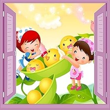 Nacario Çocuk Odası Bebek Odası Pencere Poster Duvar Kağıdı Bakıcı
