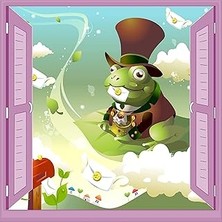 Nacario Çocuk Odası Bebek Odası Pencere Poster Duvar Kağıdı Kurbağa