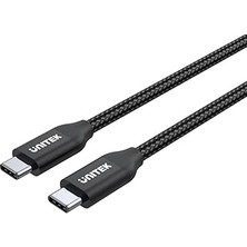 Nacario Unitek 2 Metre USB C - USB C Kablosu, Güç Dağıtımı, 100 Watt, 20 V/5 A, Hızlı Şarj Kablosu, Senkronizasyon Kablosu, USB C Tipi Cihazlar Için, Naylon Örgü, Dayanıklı, Siyah
