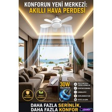 L'edoren Auraflow™ 30W Tavan Tipi Fan | Uzaktan Kumandalı Sessiz LED Aydınlatmalı Tavan Vantilatörü | 5 Kanat Premium Seri