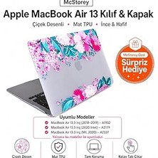 Nacario Mcstorey MacBook Air M1 Kılıfı 13 Inç A2337 A2179 A1932 Uyumlu Sert Kapak Hard Case Koruyucu Kılıf MacBook Air 13 Inç Kılıfı Çizilmez Darbe Koruyucu Mat Baskılı Çiçek Desenli Açık Pembe